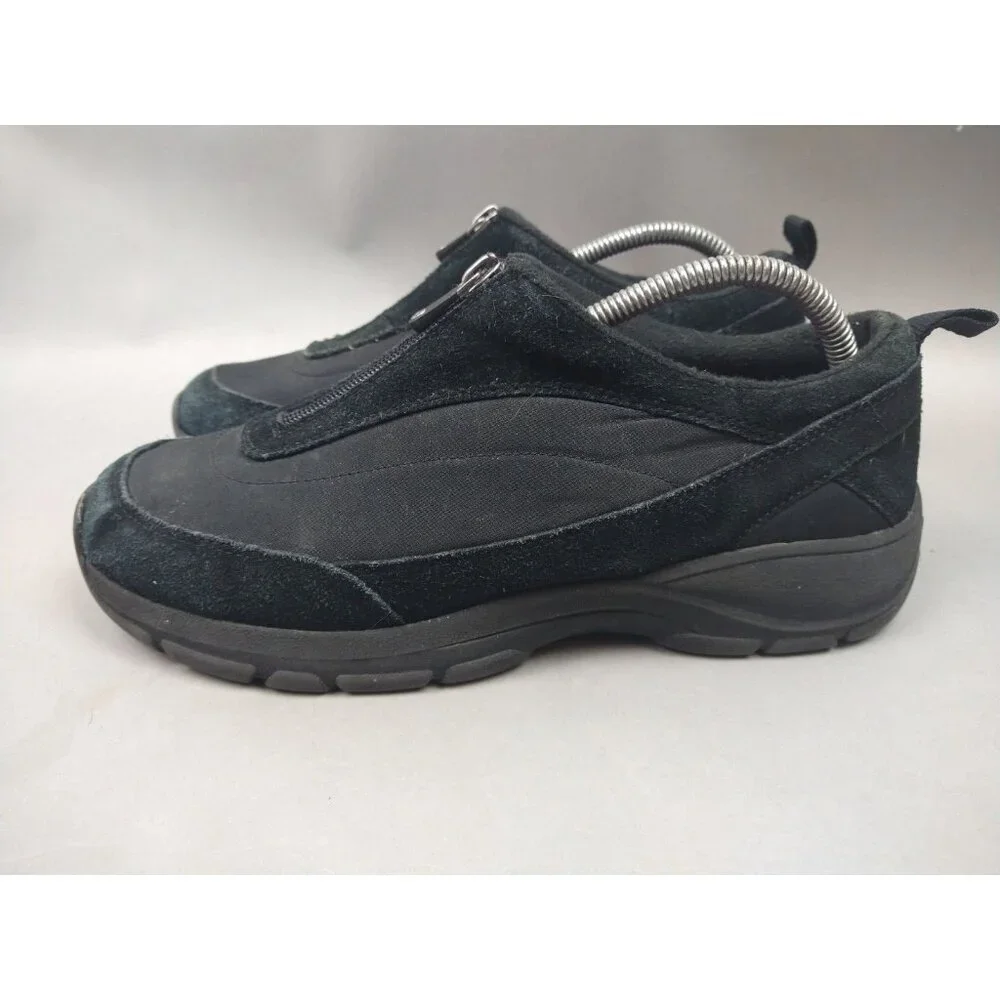 Lands’‎ End Women’s 10 Black Suede All Weather Zip Shoes Oxfords